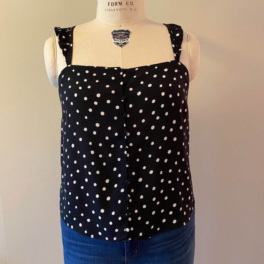 Madewell Ruffle-Strap Cami Top in Painted Dots (NWT)
